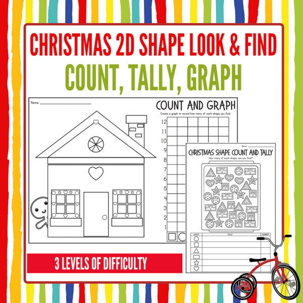 Christmas Math Activity Pack: Counting, Graphing, Shapes