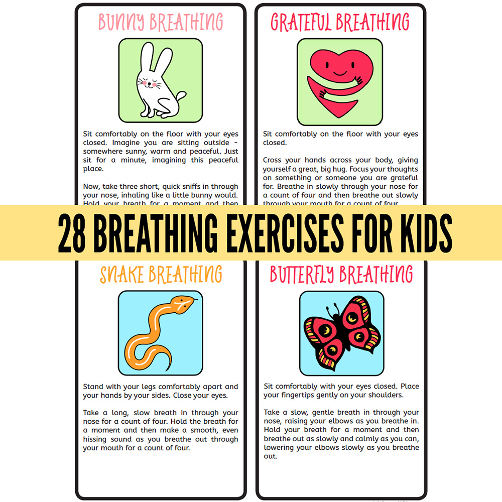 Mindful Breathing Exercises for Kids Printable Cards