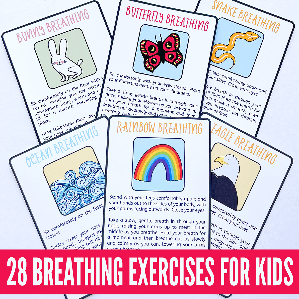 Mindful Breathing Exercises For Kids Printable Cards